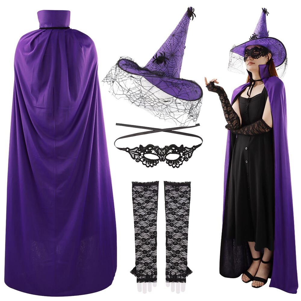 7651 Hooded Cloak And Witch Hat Kit, Reversible Witch Costume